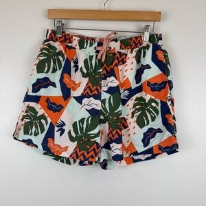 Saxx Cannonball 2in1 Men's Long Swim Shorts Size Medium Aqua Cut Collage Men's